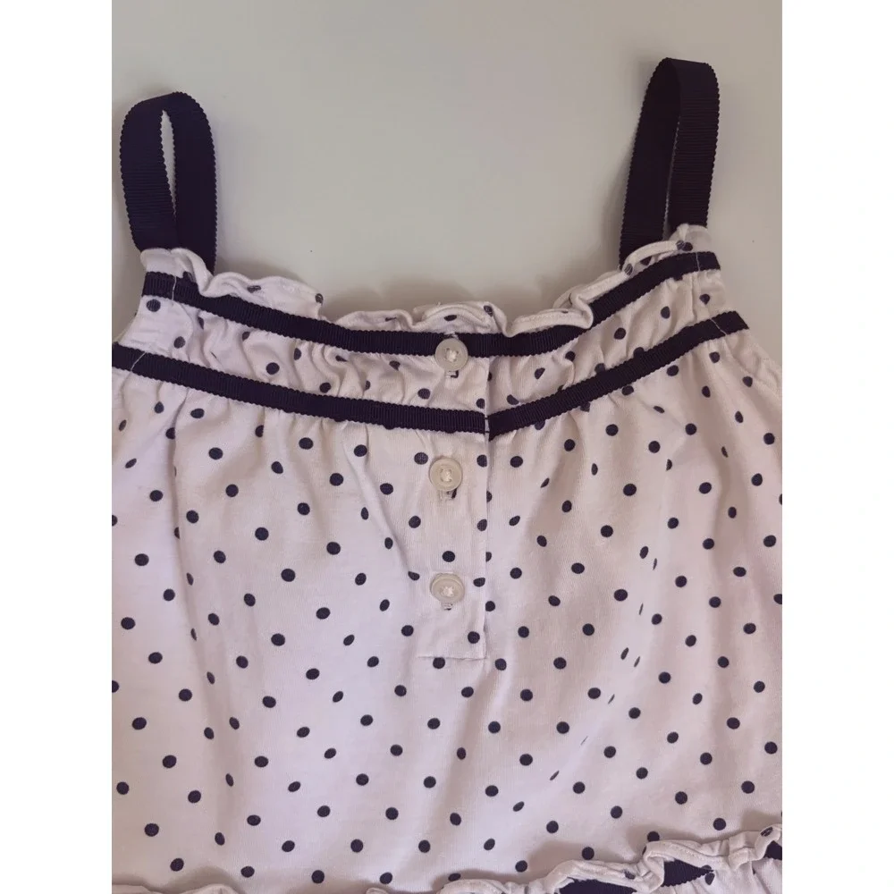 Janie and Jack Polka Dot Ruffle Dress Navy Blue White 18-24 Months